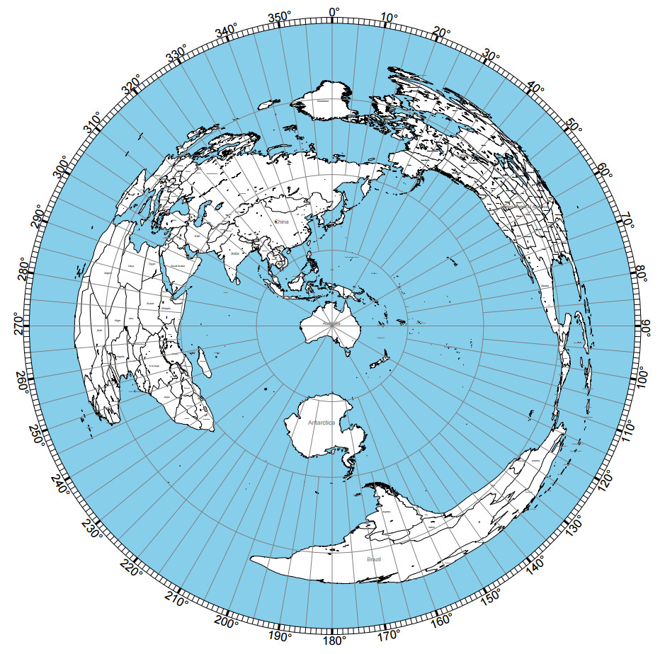 Map Projection, centered on Australia