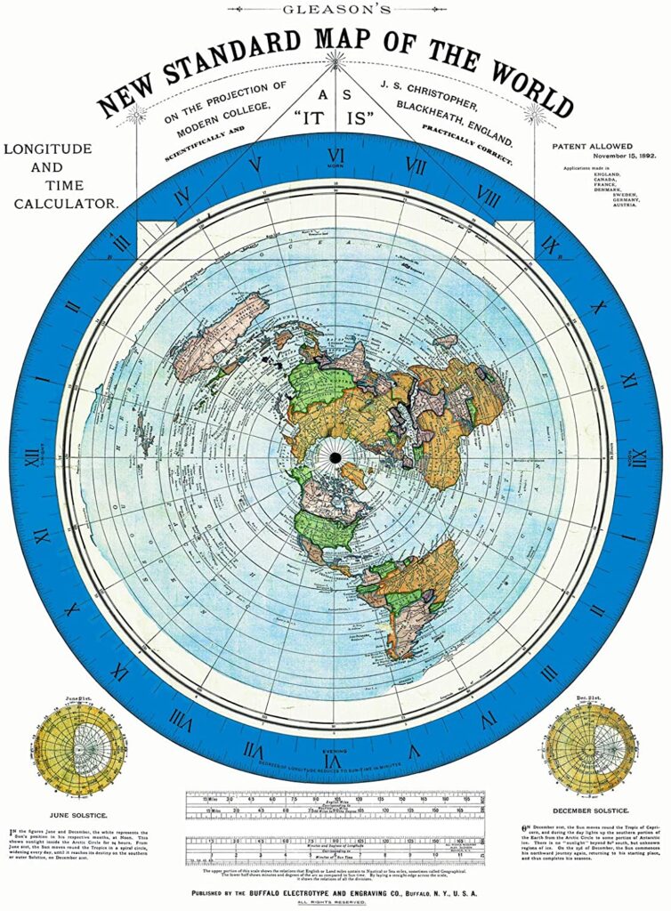 Flat Earth - Andrew Gleason Map, 1892