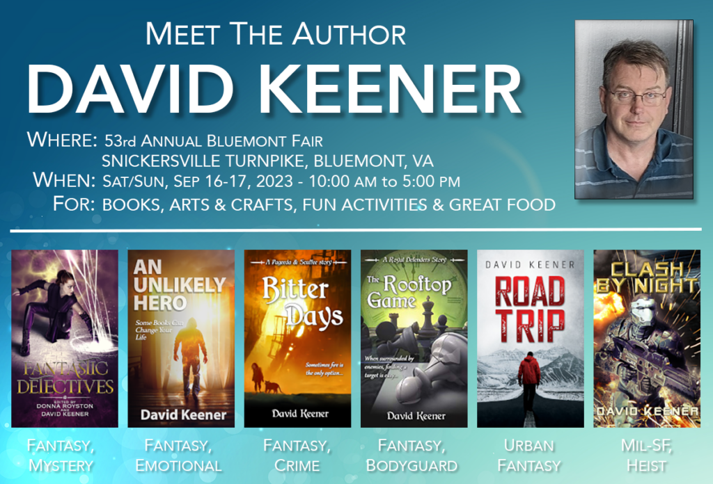 David Keener will be selling books at the Bluemont Fair